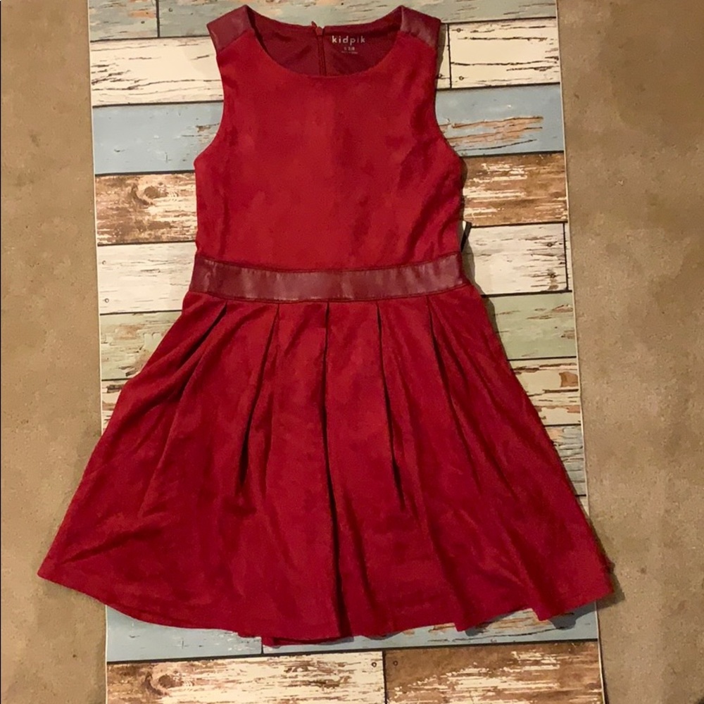Dress, red, faux suede, Christmas, kids